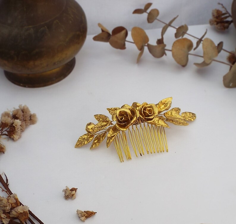 Gold Hair Comb Golden Bridal Hairpiece Gold Bridal Etsy