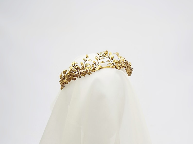 Gold Laurel leaf bridal crown, 114 image 2