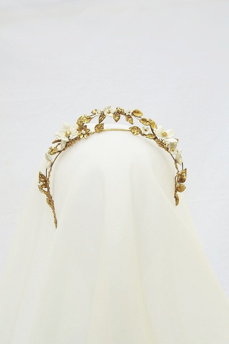 Bridal tiara Wedding Tiara Golden Crown 179 zdjęcie 2