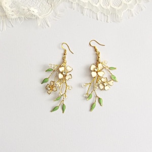 Gold Flower Dangle Earrings: Handmade Floral Jewellery