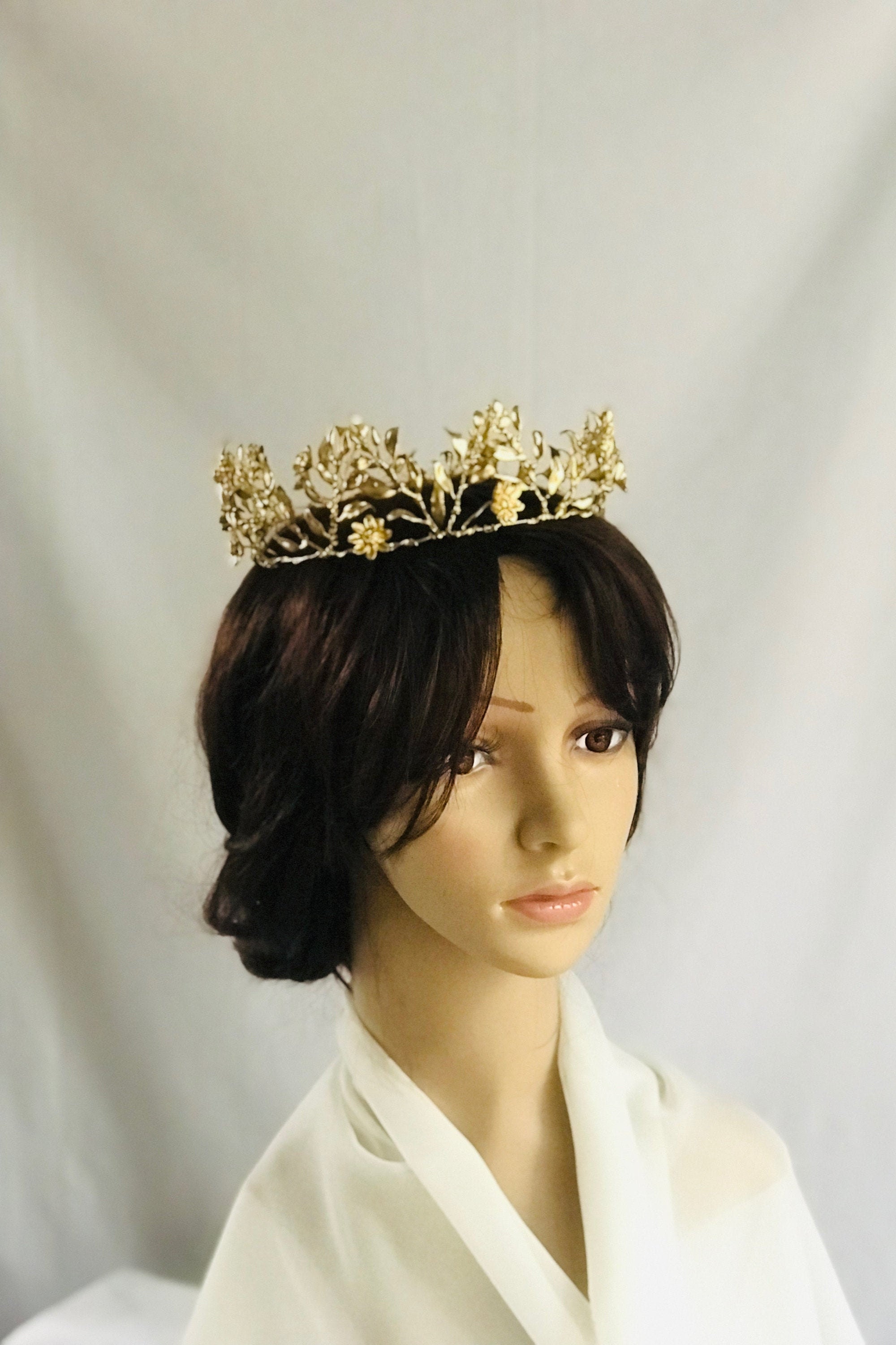Gold Leaf Crown Pointed Crown Myrtle Leaf Tiara Eastern Etsy