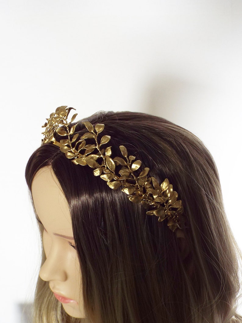 Gold Laurel leaf bridal crown, 114 image 9