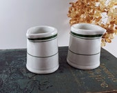 Two Grindley Hotelware Co pottery creamers vintage Duraline Super Vitrified individual cream pitchers