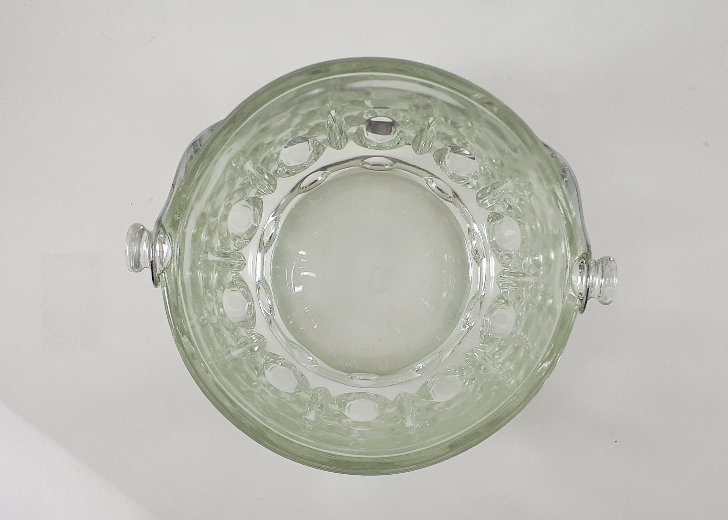 Pressed Glass Ice Bucket Small Vintage Glass Ice Bucket With Handle Etsy UK