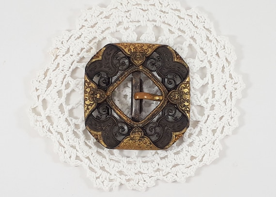 Victorian or Edwardian lady's dress buckle with f… - image 1