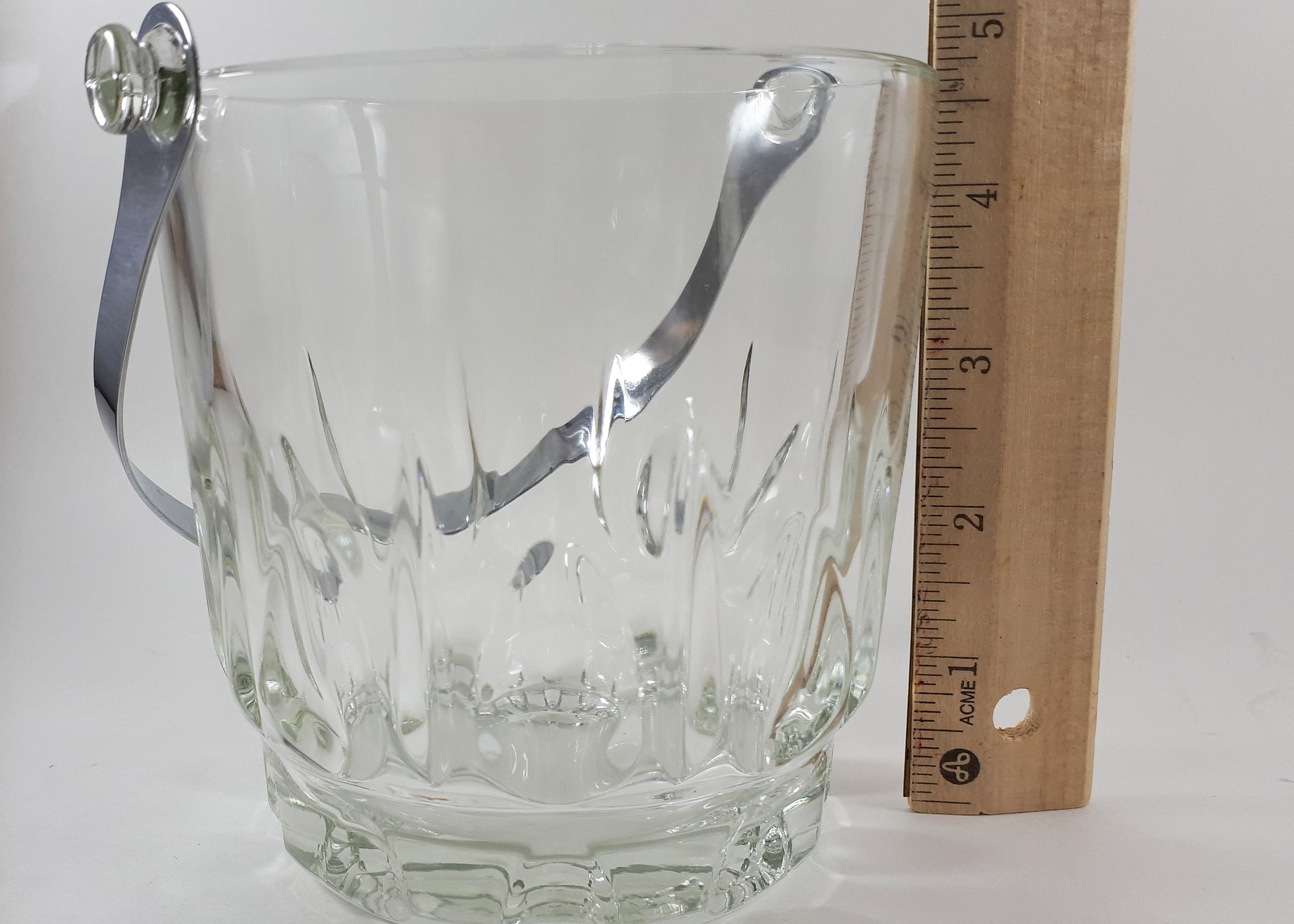 Pressed glass ice bucket small vintage glass ice bucket Etsy