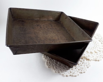 Two vintage cake pans; rustic cake tins