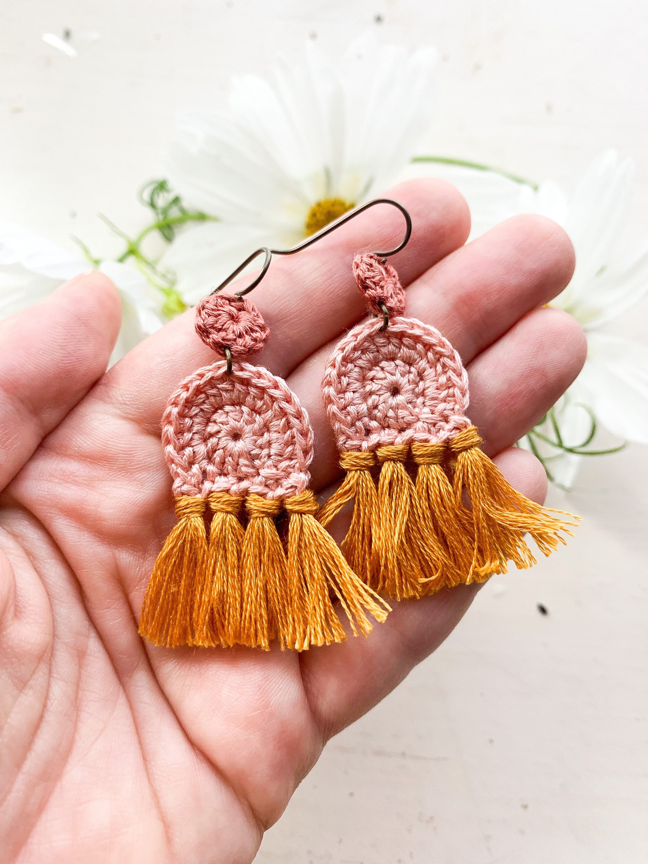 Crochet tassel hotsell earrings