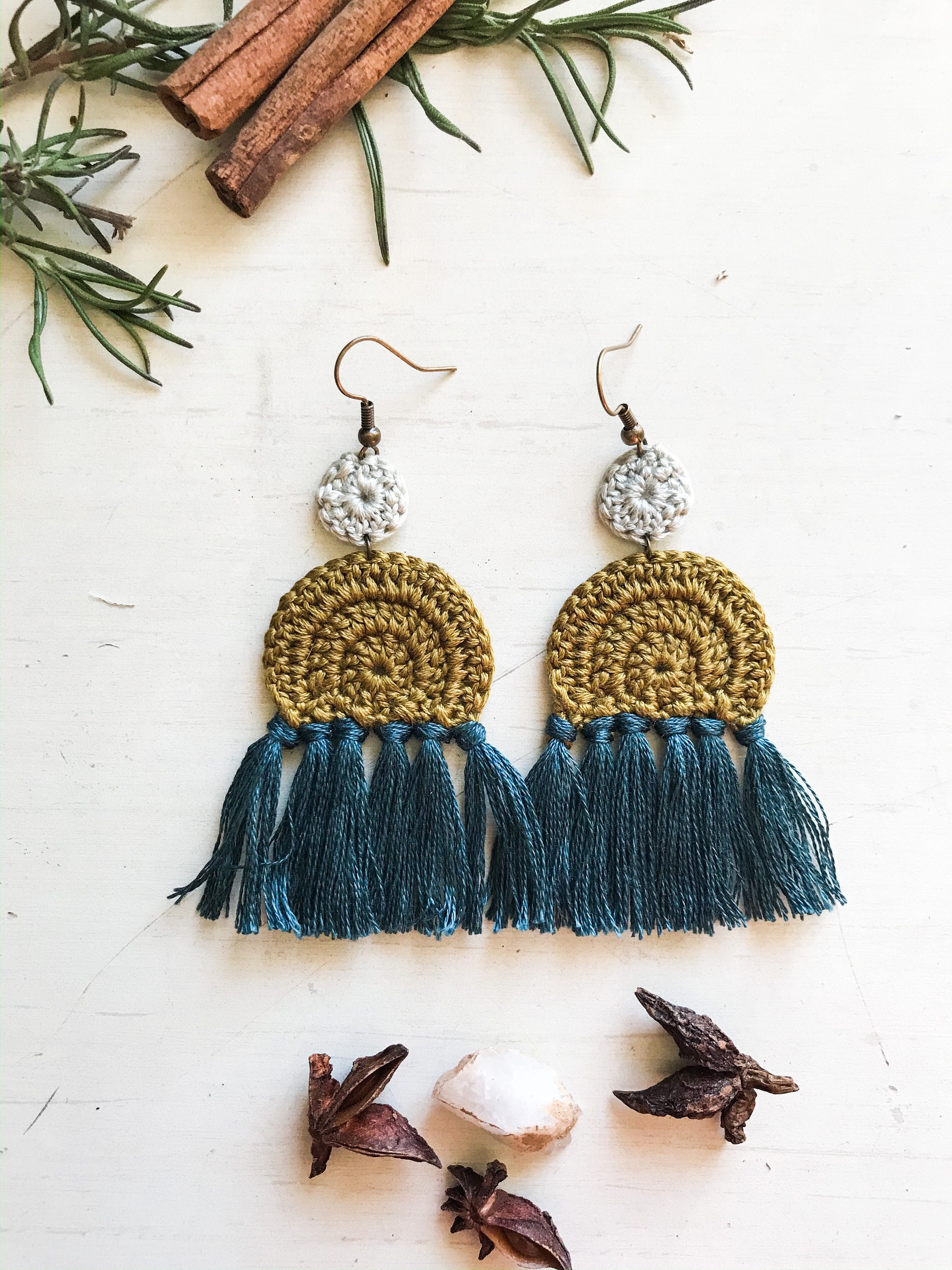 Crochet tassel earrings hotsell