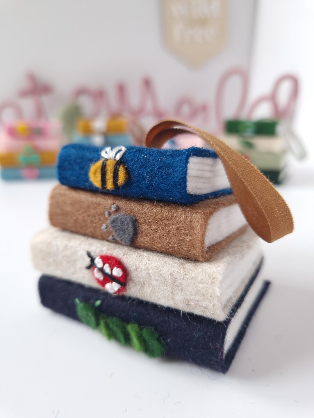 Bauble Stack Handmade Any Colour Custom Book Stack Tower Pile Tree Ornament ...