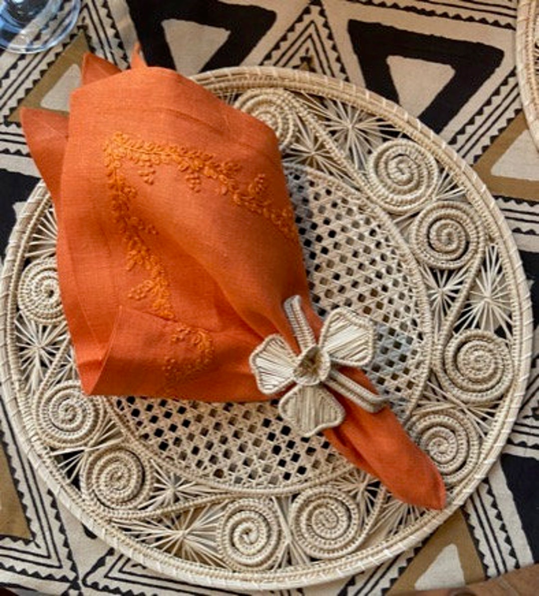 Straw Placemat / Charger Caracoli / Spiral / Halcyon Set of 2 Etsy