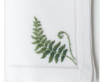 Fern, Hand Embroidered Napkin, set of 2