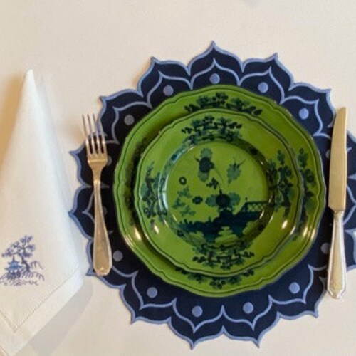 Soleil Placemat Set Navy French Blue Set of 4 Etsy