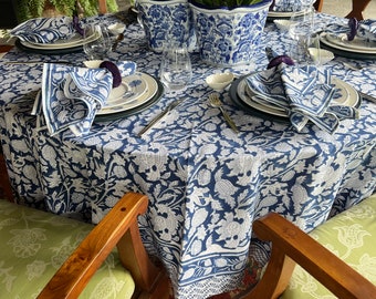 Tablecloth, Blue / White Print