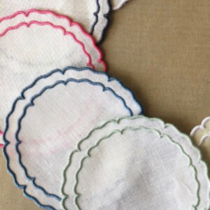 Embroidered Linen Coasters Set Of 4