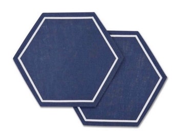 Navy Jute Hexagonal Placemats, Set of 6