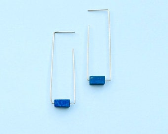 Lapis Lazuli Earrings Gold, Simple Lapis Earrings, Blue Gemstone Earrings, Blue Stone Earrings, September Birthstone Earrings