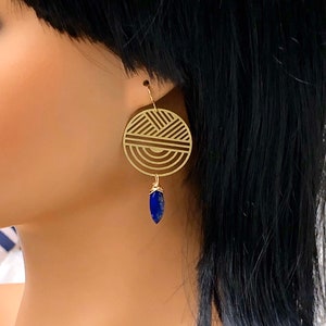 Lapis Lazuli Earrings Gold, Genuine Lapis Lazuli Earrings, Dark Blue Gemstone Earrings Gold, Lapis Lazuli Jewelry, Unique  Stone Earrings