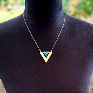 Blue Flashing Rainbow Moonstone Necklace Gold Filled, Triangle Rainbow Moonstone Necklace, Moonstone Necklace For Women, Moonstone Jewelry