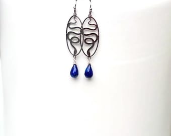 Lapis Lazuli Serpent Earrings, Blue Lapis Dangles,December Birthstone, Lapis Jewelry for Women,Snake Jewellery, Blue Gemstone Drops