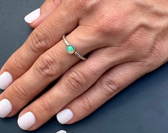 Ethiopian Opal Ring, Silver Fire Opal Ring, Stacking Gemstone Ring, October Birthstone Ring, Ethiopian Opal Jewelry, Boho Opal Bezel Ring