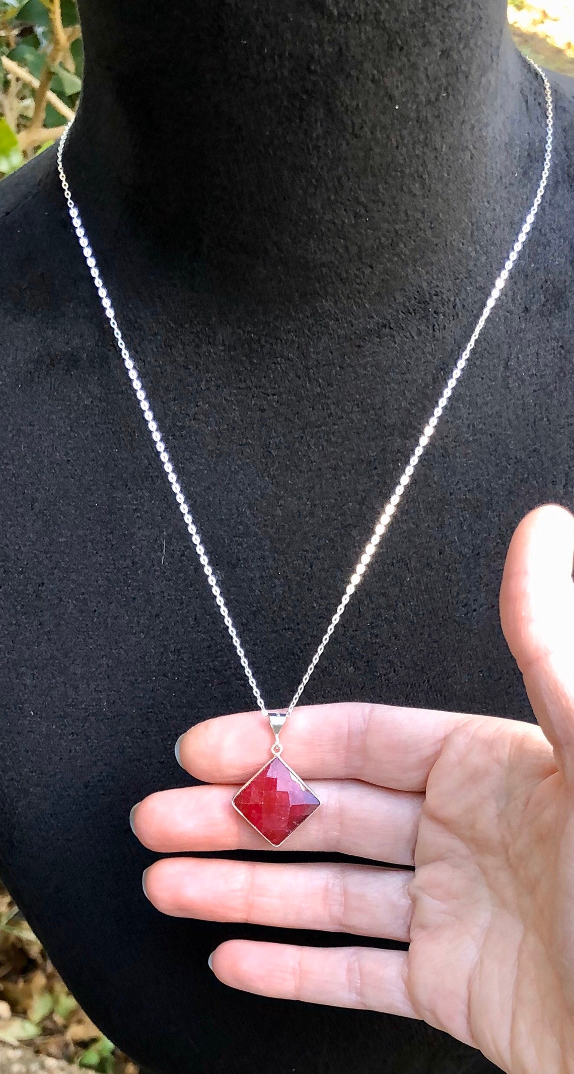 Ruby Necklace Ruby Jewelry Large Ruby Necklace Red Gemstone | Etsy