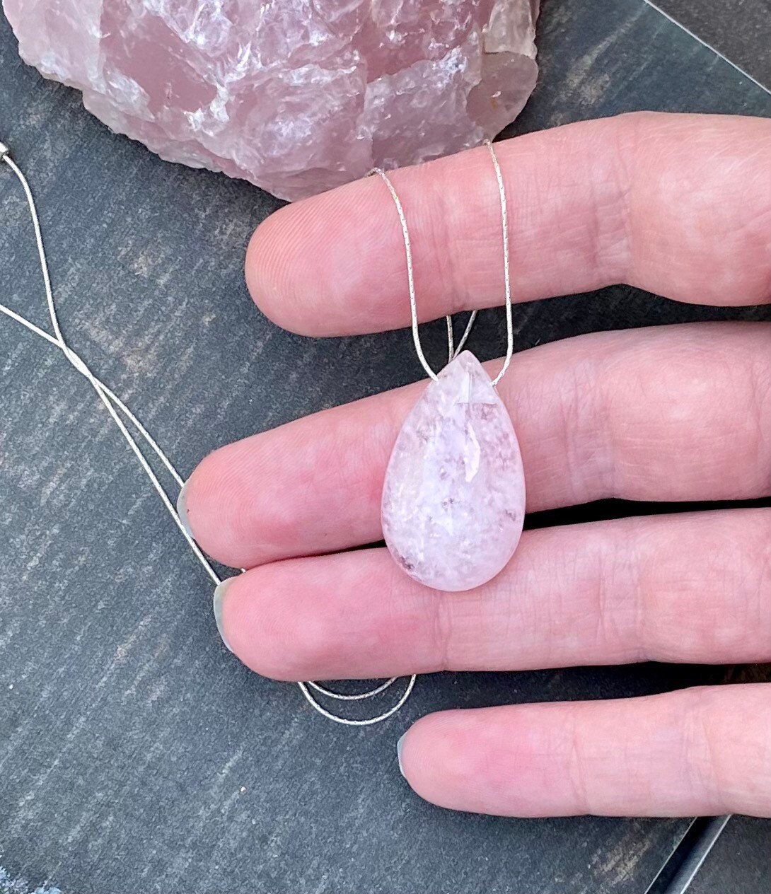 Pink Kunzite Necklace 925 Silver Kunzite Pendant Necklace Etsy Canada