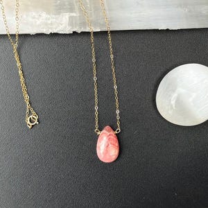 14K Gold Filled Pink Rhodochrosite Gemstone Necklace, Dainty Rhodochrosite Necklace,Rhodochrosite Pendant Necklace, Rhodochrosite Jewelry