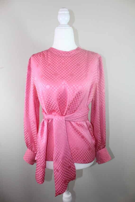 1980s Celine Patterned Blouse & Sash
