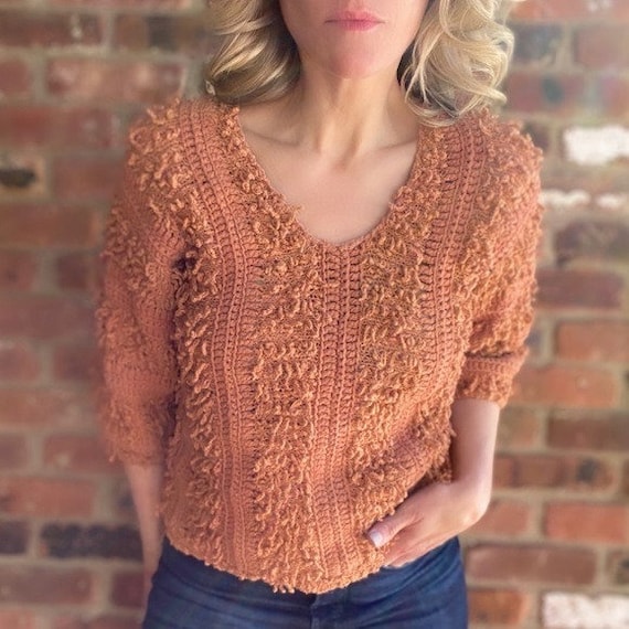 Hand Knit Fringe Sweater - image 1