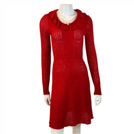 Vintage Red Crochet Dress - image 3