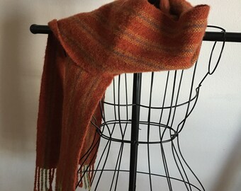 Warm Red Shetland Wool Scarf