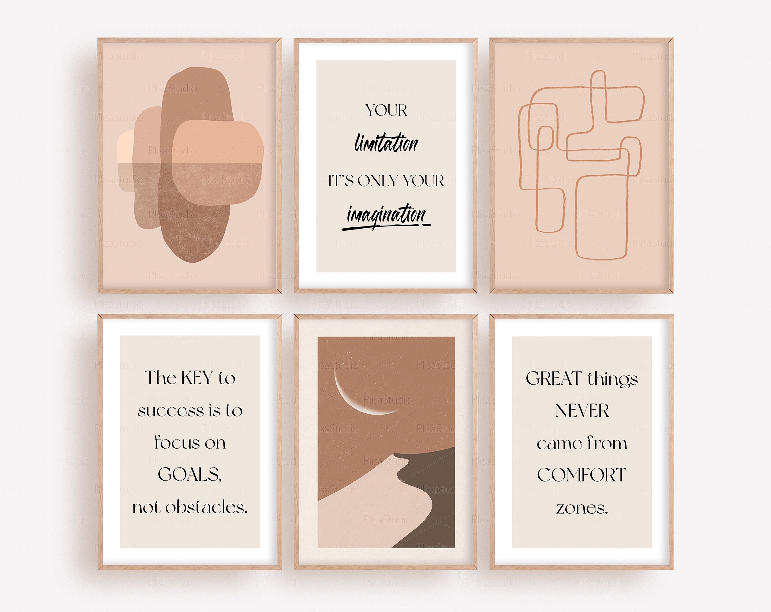 Printable Quotes Gallery Wall Set of 6 Download Abstract 6 | Etsy