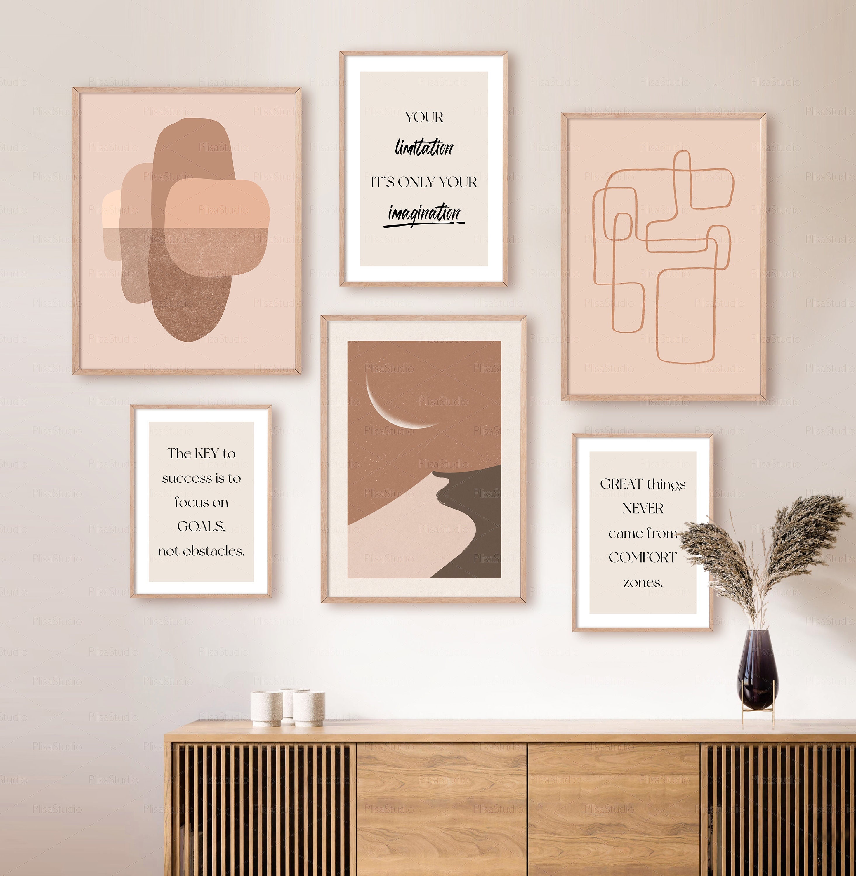 Printable Quotes Gallery Wall Set of 6 Download Abstract 6 - Etsy