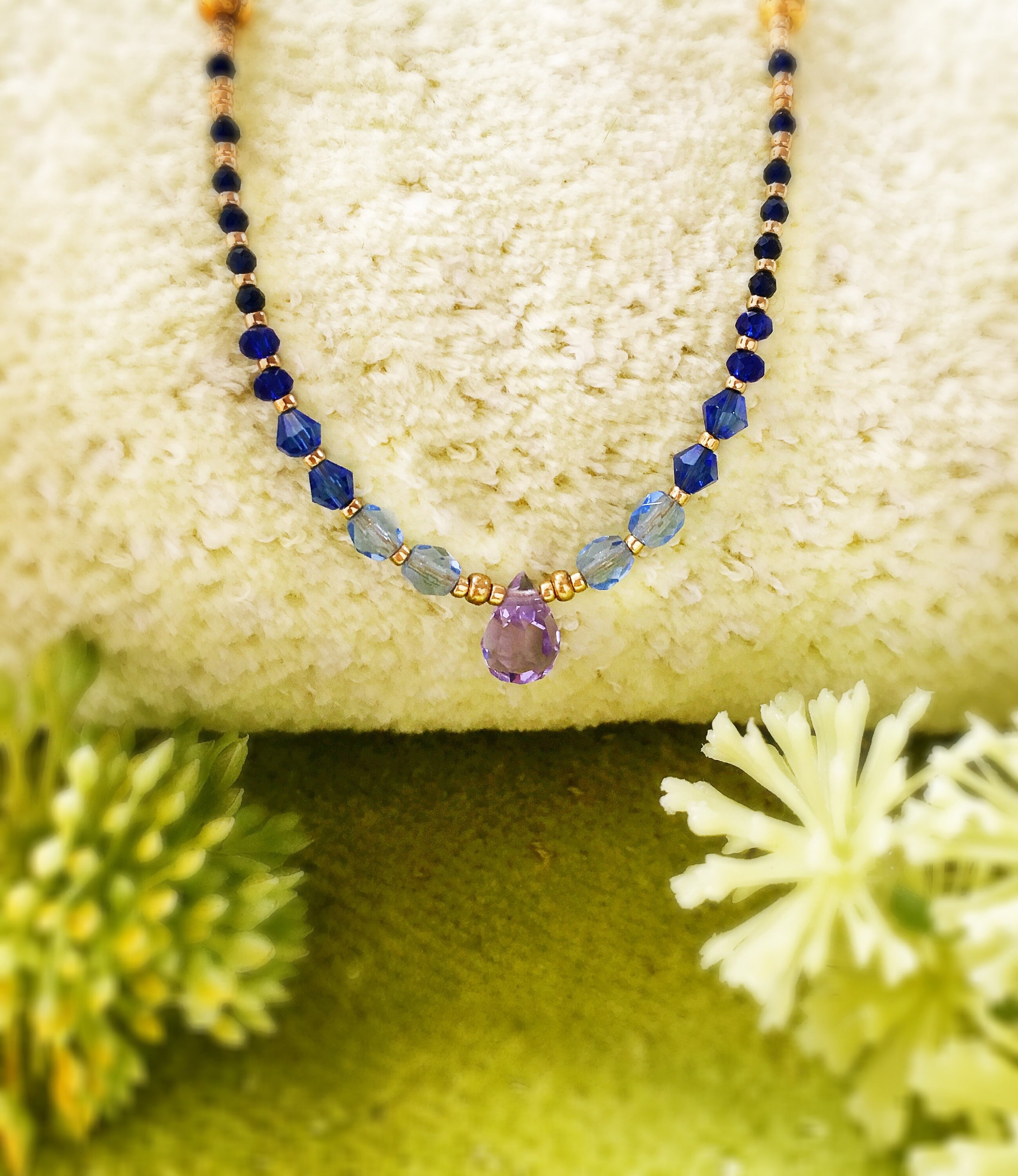 Special Swarovski and Saphire Bead Necklace Etsy