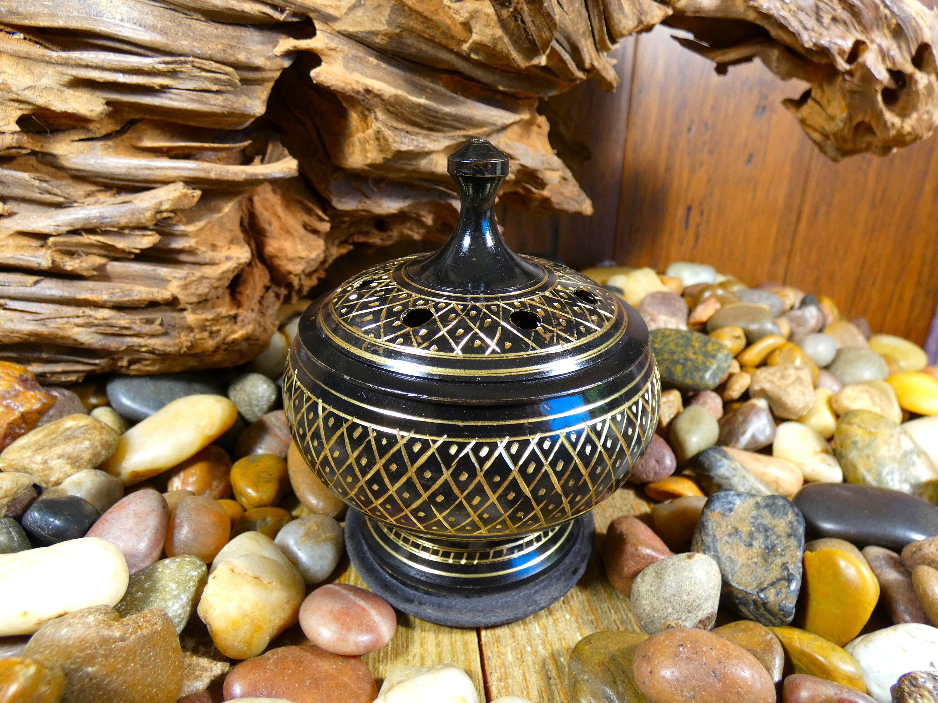 Beautiful Black Brass Etched Incense Burner Incense Burner Etsy Hong Kong