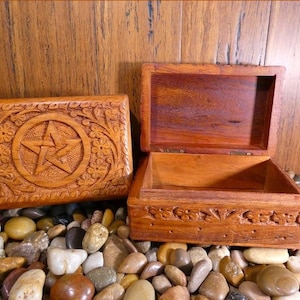 Hand Made Pentagram Indian Wooden Box - Pentagram, Pentagram Box, Wicca, Wiccan, Indian Box, Wood Box, Wooden Box, Handmade Box, Stash Box