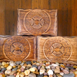 Handmade Triple Moon Goddess Wooden Box - Triple Moon Box, Tarot Box, Stash Box, Jewelry Box, Trinket Box, Wiccan Box, Wicca, Moon Box
