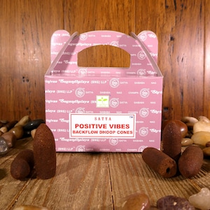 NEW Satya Positive Vibes Backflow Incense Cones - Backflow Incense, Incense Cones, Positive Vibes, Aromatherapy, Meditation, Yoga, Incense