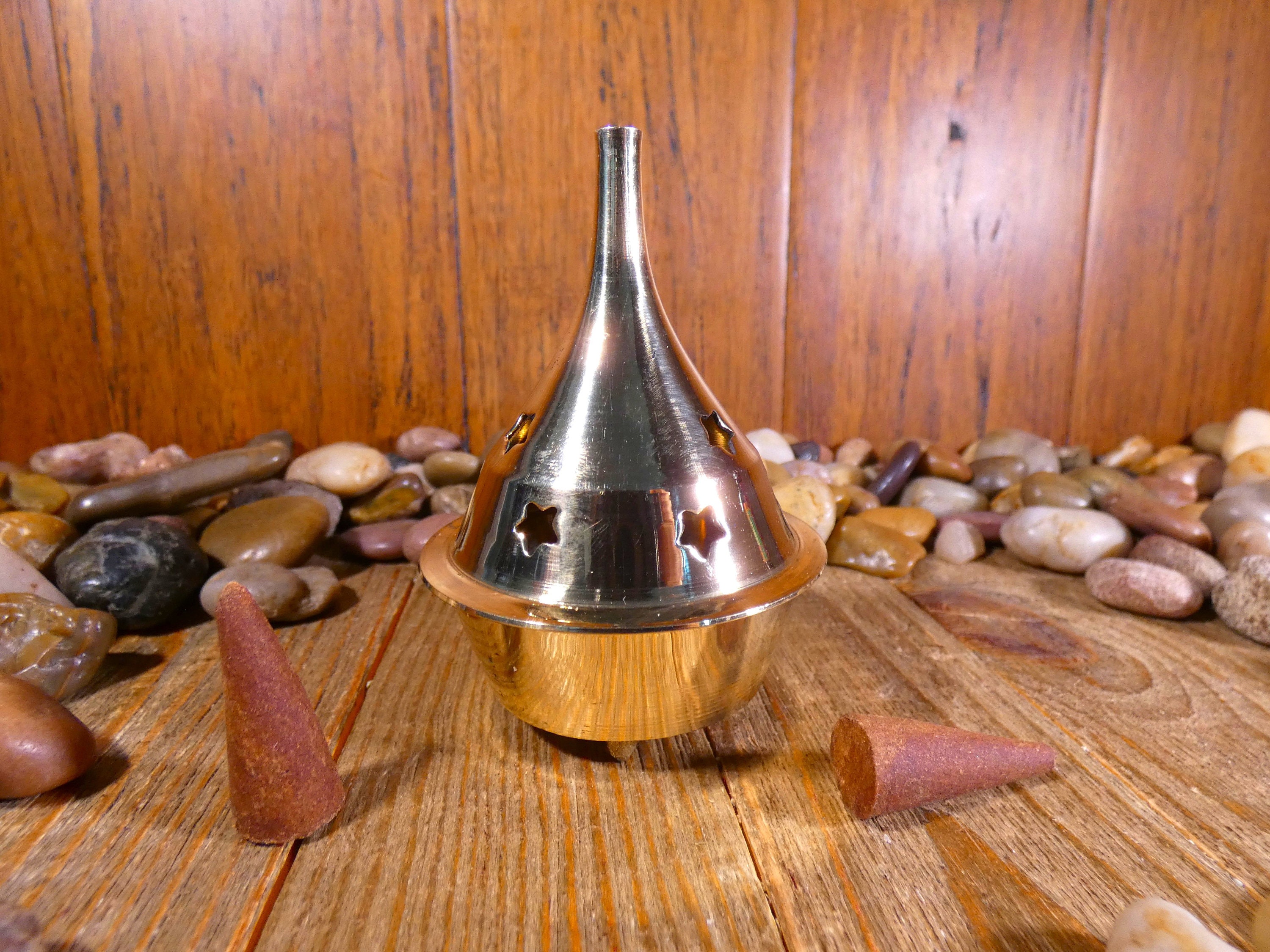 Pretty Brass Incense Burner with Stars Brûleur dencens Etsy