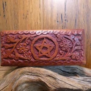 Small Handmade Pentagram Box 5.5 x 2.5 - Pentagram Box, Wicca, Wiccan, Wooden Box, Handmade Box, Stash Box, Pendulum Box, Incense Box, Boxes