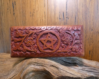 Small Handmade Pentagram Box 5.5 x 2.5 - Pentagram Box, Wicca, Wiccan, Wooden Box, Handmade Box, Stash Box, Pendulum Box, Incense Box, Boxes