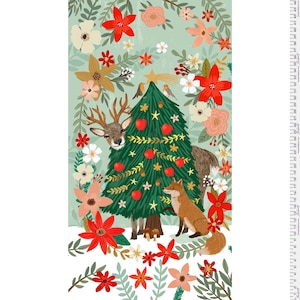 Esprit de Noël - panneau de pin de Noël - Mia Charro - tissus Free Spirit - vendu par panneau de 61 x 61 cm - 100 % coton