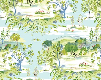 Ladybird - Landscape - Aqua - Free Spirit Fabrics - 1/4 yard