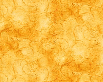 Painter's Watercolor Swirl -  Mustard Seed - 1/4 yard