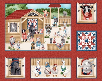 Dressed Up On The Farm - Farm Panel - Blank Quilting - Sold by the 24"X44" Panel - 100% Cotton