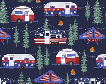 Camp USA - Night Camping Scenes - Bentpath Studio - Blank Quilting - Cut From Bolt - Multiple Quantities Cut Continuously - 100% Cotton