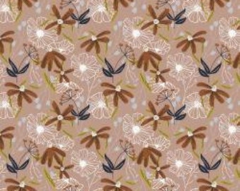 Wallflower - Blooms - Dusty Pink - 1/4 yard