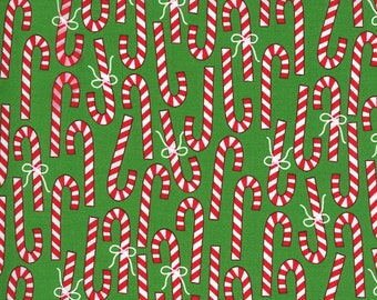 Merry Bright Candy Canes - Ever Green - 1/4 yard