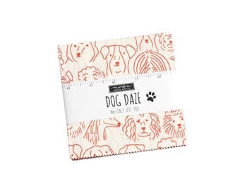 Dog Daze Charm Pack - Stacy Iest Hsu - Moda Fabrics - 42 - 5" Squares - 100% Cotton